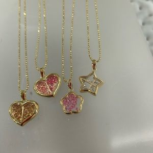 Floating Crystals In Dainty 14K Gold Vermeil Shapes Necklace-Boutique